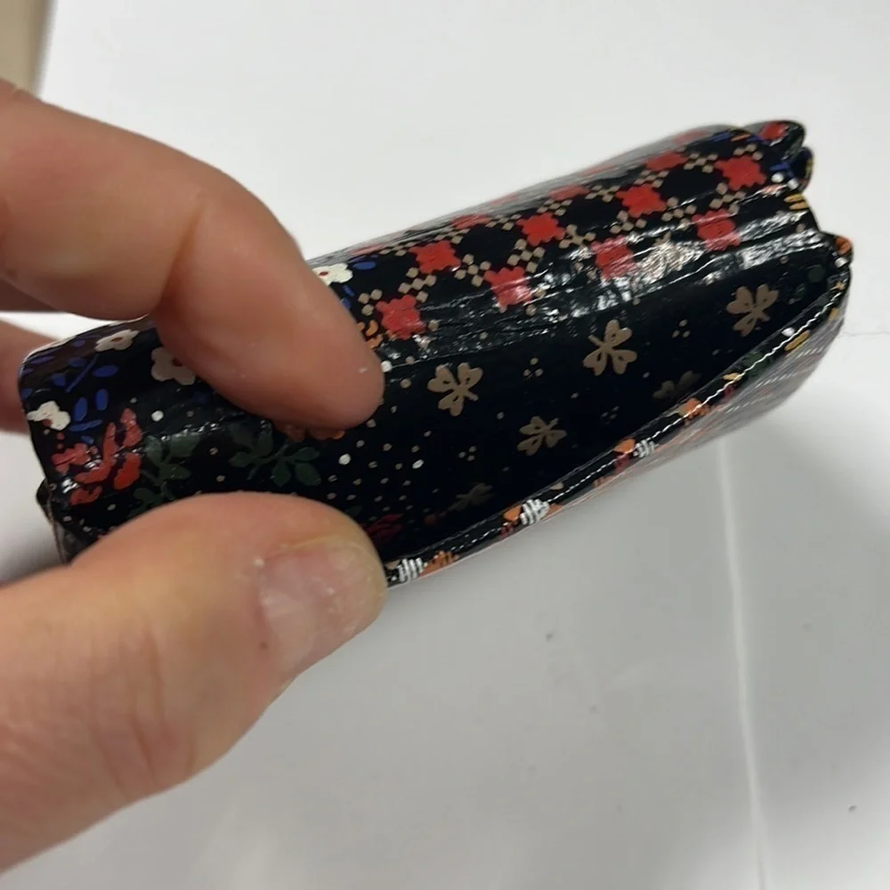 Vintage Multicolor Coated Painted Leather Change Snap Wallet